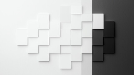 Abstract background Minimalist wall art featuring smooth gradient of white and black squares, creating modern and stylish aesthetic