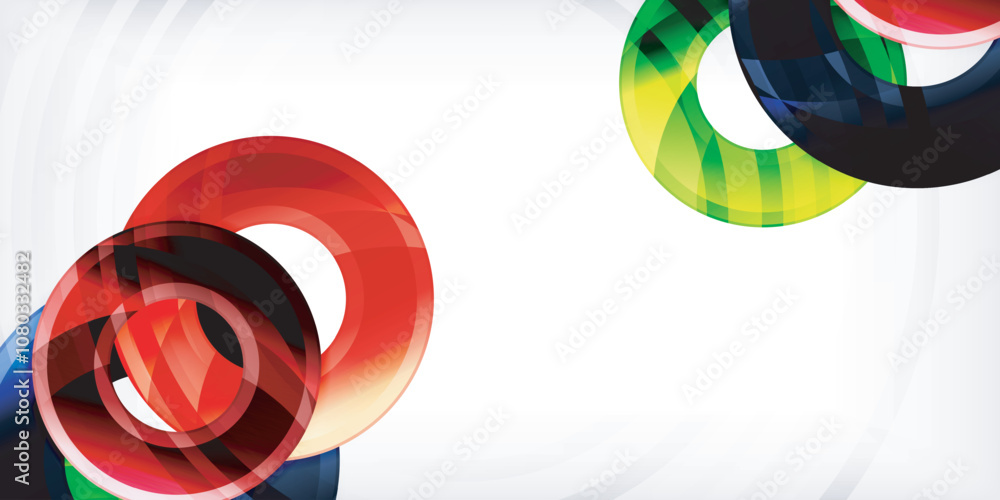 Poster bright colorful circles with light effects. abstract background