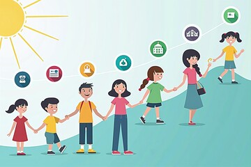 Fototapeta premium Infographic illustration showcasing the growth milestones of children at different ages