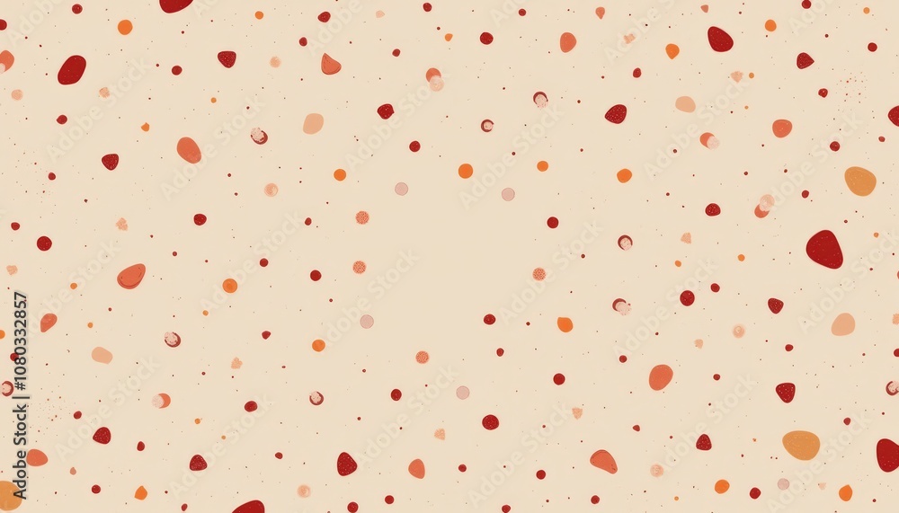 Poster terrazzo pattern background with vibrant red and orange dots for energetic design