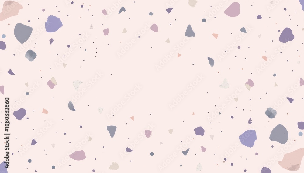 Poster terrazzo pattern background with soft pastel shapes and copy space for creative design