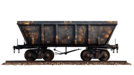 Mining rail cart on a transparent background. isolated background.