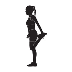 Vector silhouette of a girl doing aerobic exercise icon vector, fitness woman training, abs workout