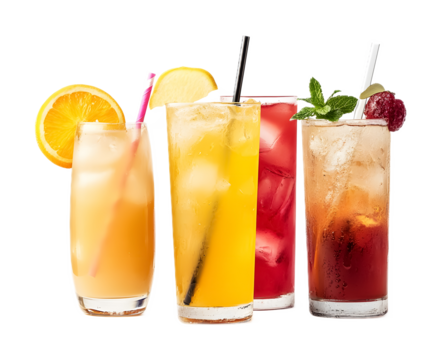 Mocktail drinks on a transparent background. isolated background.