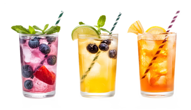 Mocktail drinks on a transparent background. isolated background.