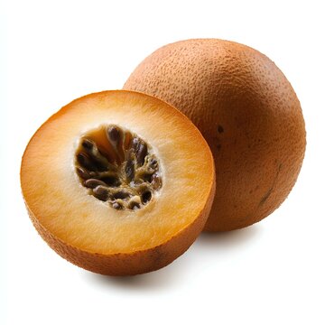 Manilkara zapota fruit isolated on white background with shadow. sapodilla, sapote, chicozapote, chicoo, chicle, naseberry, nispero, or soapapple on white background