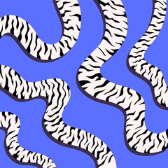 Abstract interaction of black and white stripes: a zebra pattern intertwining in a dynamic and harmonious rhythm, creating visual contrast and depth
