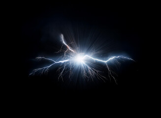 A bright, white lightning bolt crackles and flashes against a black background.