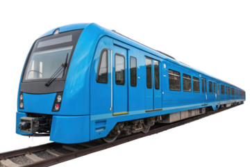A blue train isolated on a transparent background, png