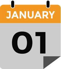 January 1 Calendar Day or Calender Date for Deadlines or Appointment. calendar date icon on white background
