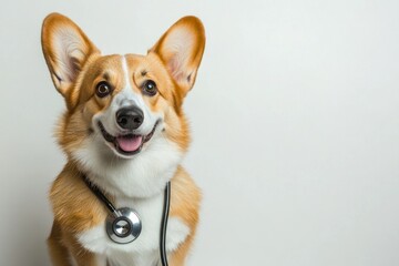 Meet the Charming Corgi Equipped with a Stethoscope This adorable and playful canine is truly a veterinarians best friend, making every visit lively and educational in the field of healthcare