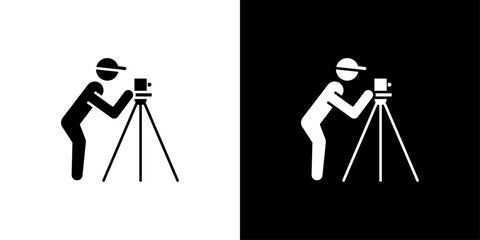 land surveyor icon Outline sign symbol set