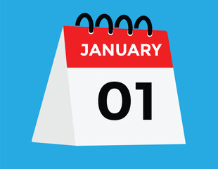 January 1 Calendar Day or Calender Date for Deadlines or Appointment. calendar date icon on white background
