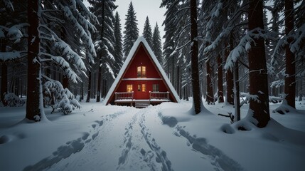 A country house in nature in winter. Rest in an ecologically clean place in winter. Glamping in nature.