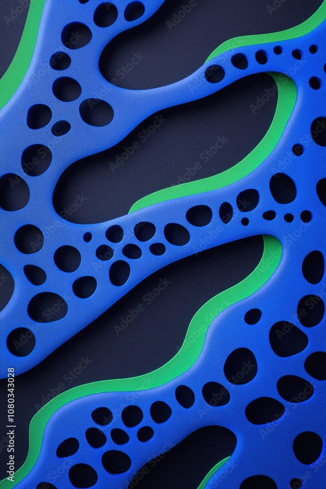 Aufkleber abstract blue and green organic shapes with textured patterns on a dark background ideal for modern 