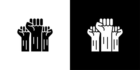 raised fists icon Outline sign symbol set
