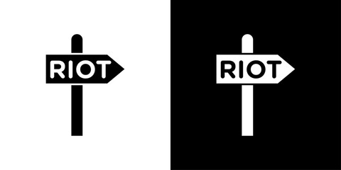 Riot sign icon Outline sign symbol set