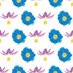 Vibrant Exotic Flowers Seamless Pattern for textile and background design