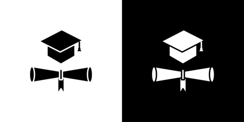 Scholarship icon Outline sign symbol set