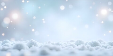 Fototapeta premium Blurred winter background with soft focus and falling snow or snowflakes.