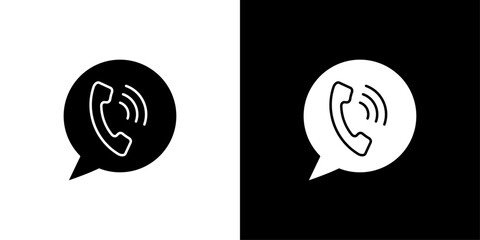 Telephone phone call icon Outline sign symbol set