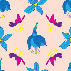 Vibrant Exotic Flowers Seamless Pattern for textile and background design