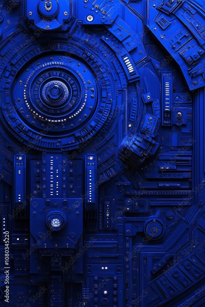 Poster abstract blue technology background featuring intricate geometric patterns and textures, creating a 