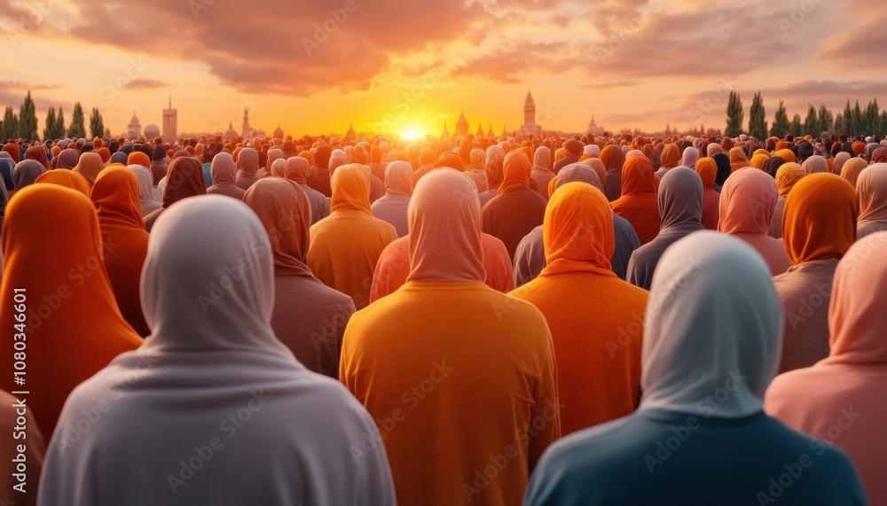 Poster a powerful symbol of unity and togetherness a large group of people gathered in harmony, looking tow