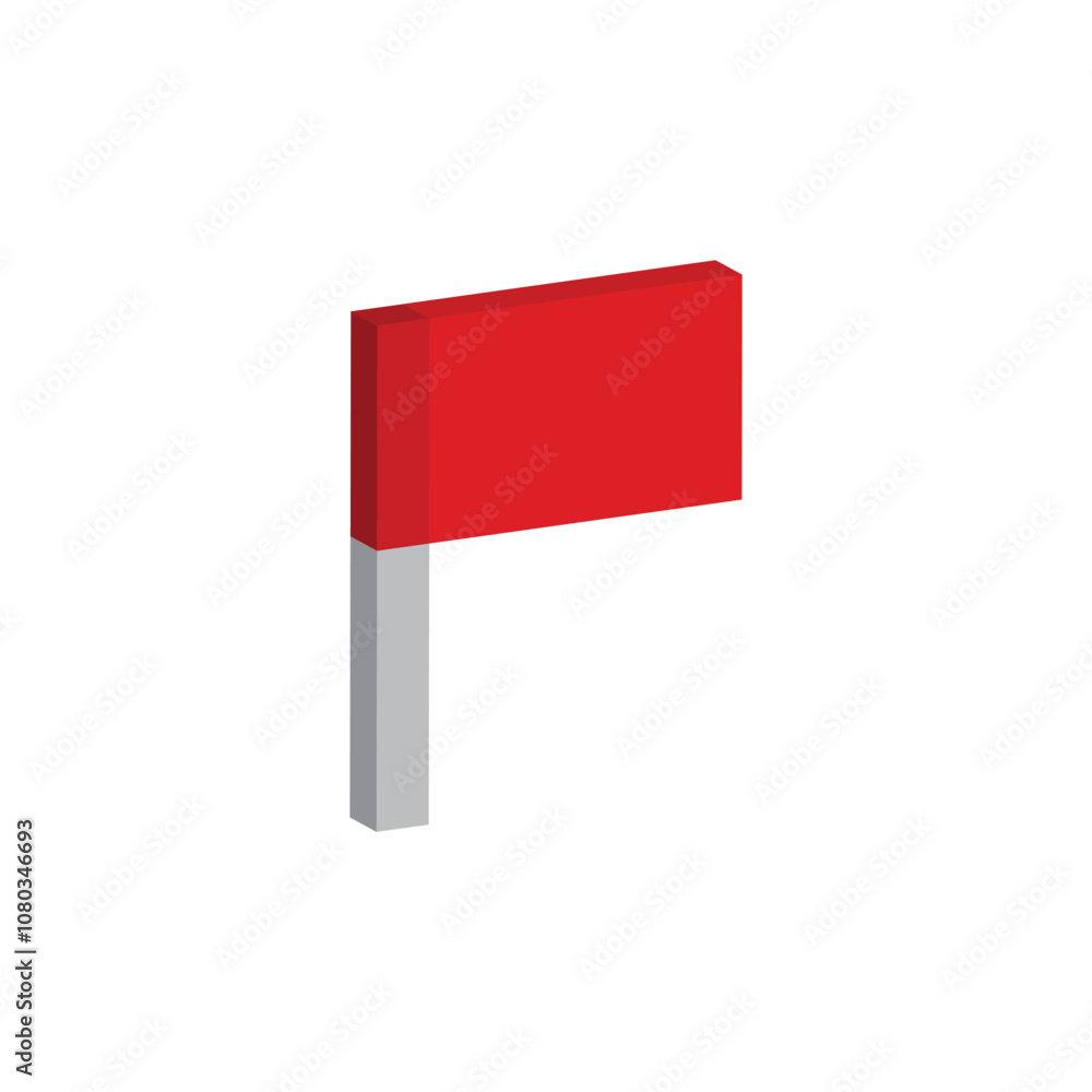 Poster isometric pixel flag icon vector pixel art for 8 bit game