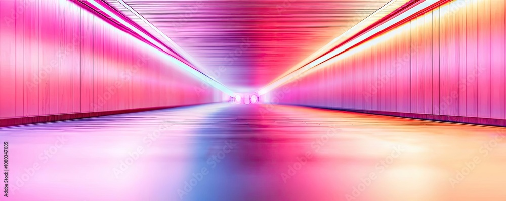 Leinwandbilder vibrant abstract corridor with colorful lights creating a dynamic perspective.