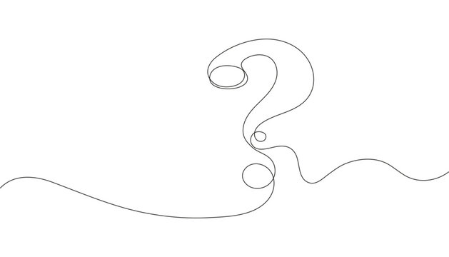 recommend clip art: Question mark drawn in a continuous line art style, symbolizing inquiry, curiosity, and problem solving.