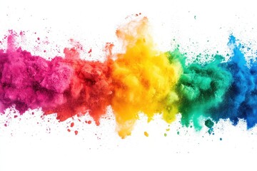 Obraz premium A colorful powder explosion, on a white background. A great choice to add some visual interest to a design.