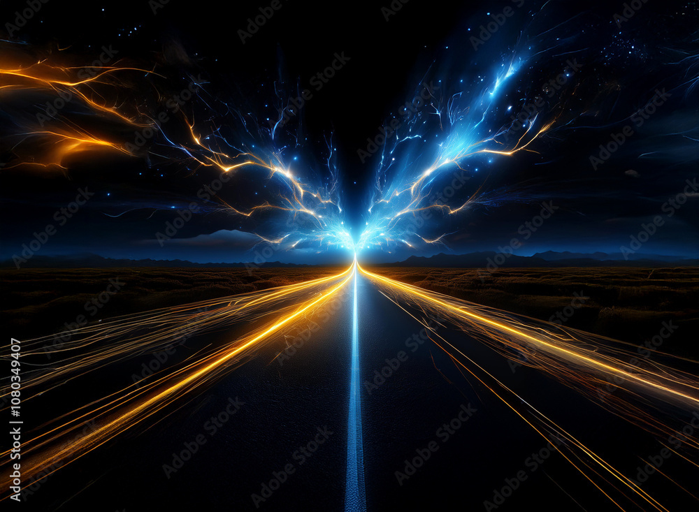 Aufkleber a long, straight road, extending into the distance, fades to black as the edges of the frame are rea