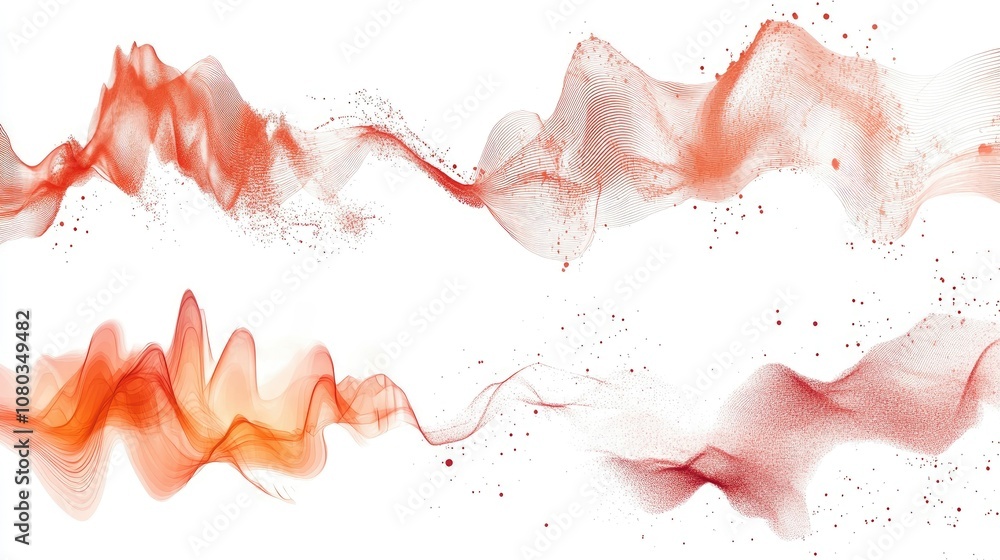 Poster abstract red wave patterns on white background, flowing shapes and lines for artistic designs, backg