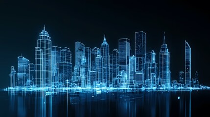 digital technology blue city digital city illustration poster background