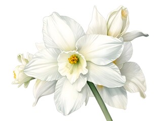 Fototapeta premium White Daffodil Watercolor Flower Nature Art