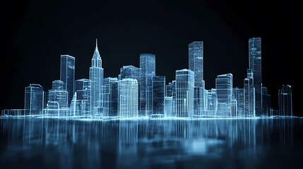 digital technology blue city digital city illustration poster background