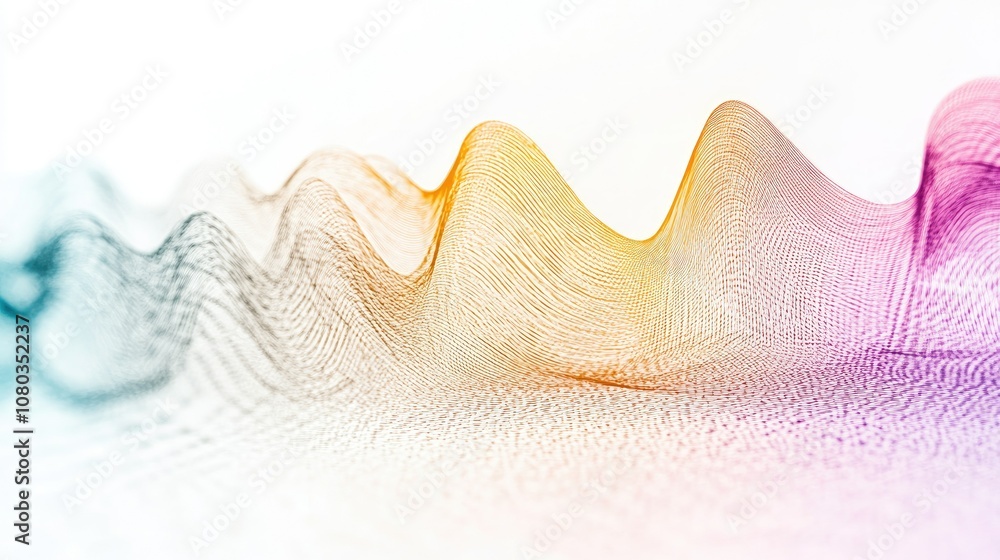 Poster abstract waveform patterns in vibrant colors representing sound wave dynamics and digital energy flo