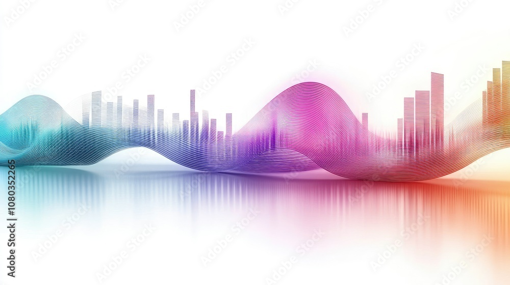 Aufkleber abstract colorful sound waves and audio visualizations in a modern design for digital projects, musi