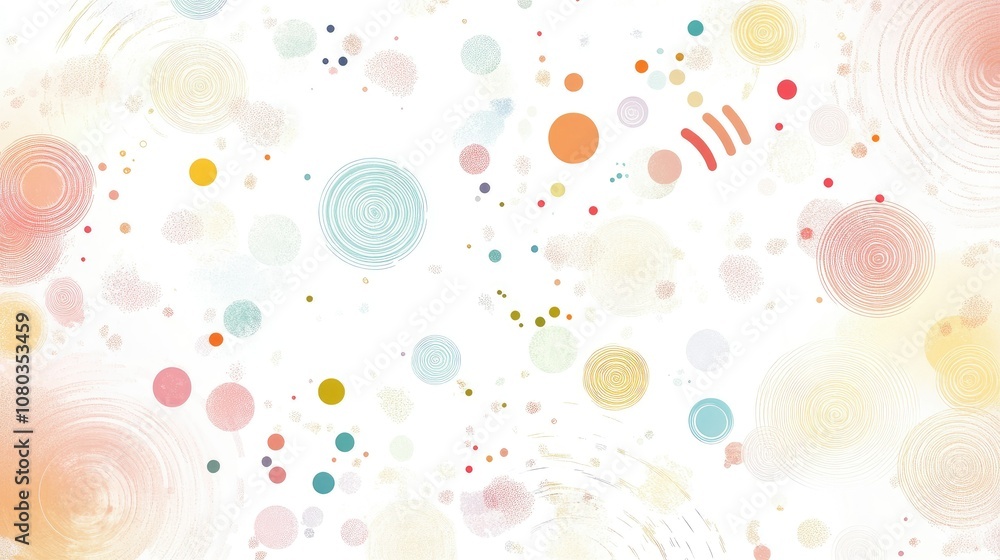 Poster abstract colorful background with circles and dots in soft colors, perfect for creative projects, in