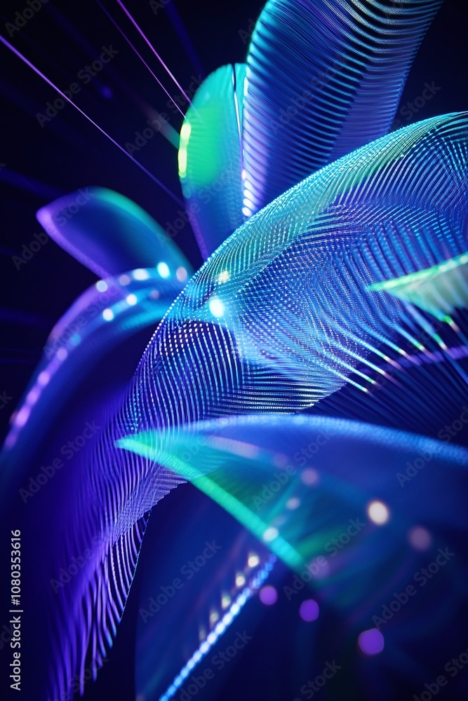 Poster abstract digital waves in vibrant blue and green hue creating a stunning visual effect with dynamic 