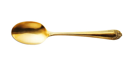 Gold spoon isolated on white background