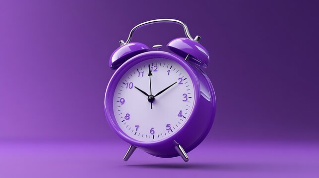 A purple alarm clock displayed against a matching background, emphasizing timekeeping and design.