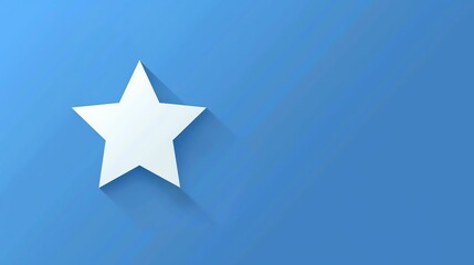 A white star with a long shadow on a light blue background.