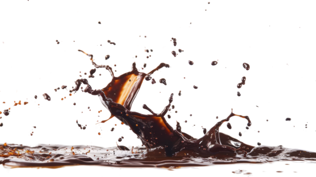 Chocolate splash on white transparent background
