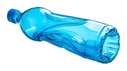 New clean empty plastic bottle (blue) on transparent background. isolated background.