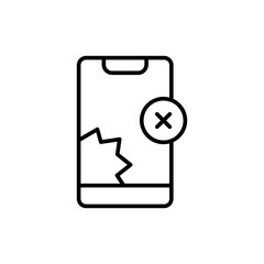 Broken phone outline icons, minimalist vector illustration ,simple transparent graphic element .Isolated on white background