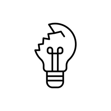 Broken bulb outline icons, minimalist vector illustration ,simple transparent graphic element .Isolated on white background