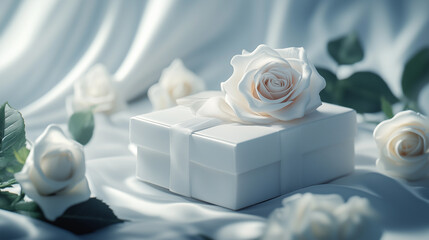 A gift with roses for wedding or valentines day