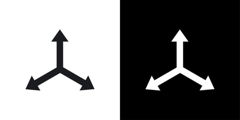 3 arrow way icon linear logo isolated
